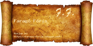 Faragó Fóris névjegykártya