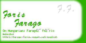 foris farago business card